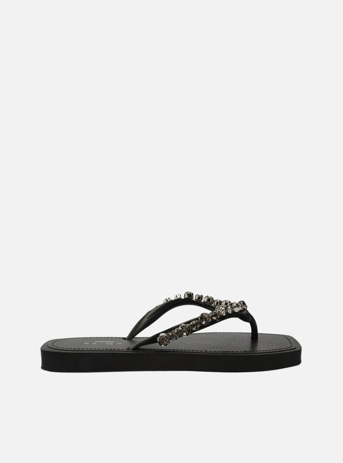 Chinelo de Dedo Preto Square Aplicações