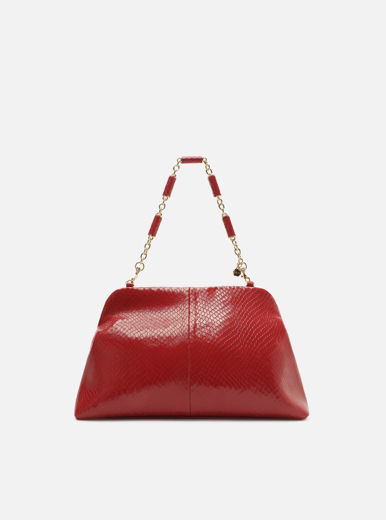 Bolsa Clutch Vermelha Couro Média Snake Corrente — foto 3