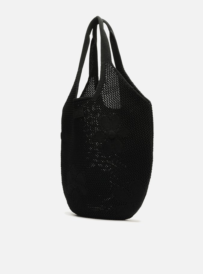 Bolsa Shopping Preta Crochê Mayra Glam Grande