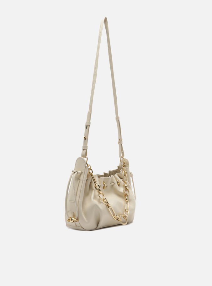 Bolsa Shoulder Branca Couro Grande Corrente