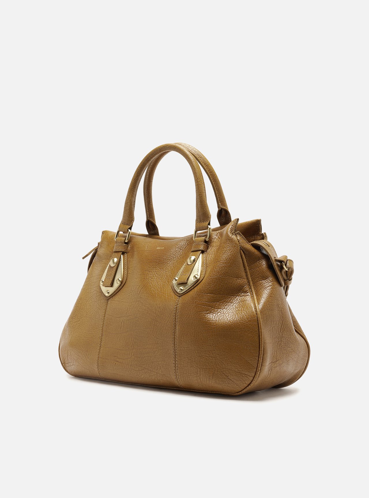 Bolsa Tote Marrom Couro Grande Metais — foto 2