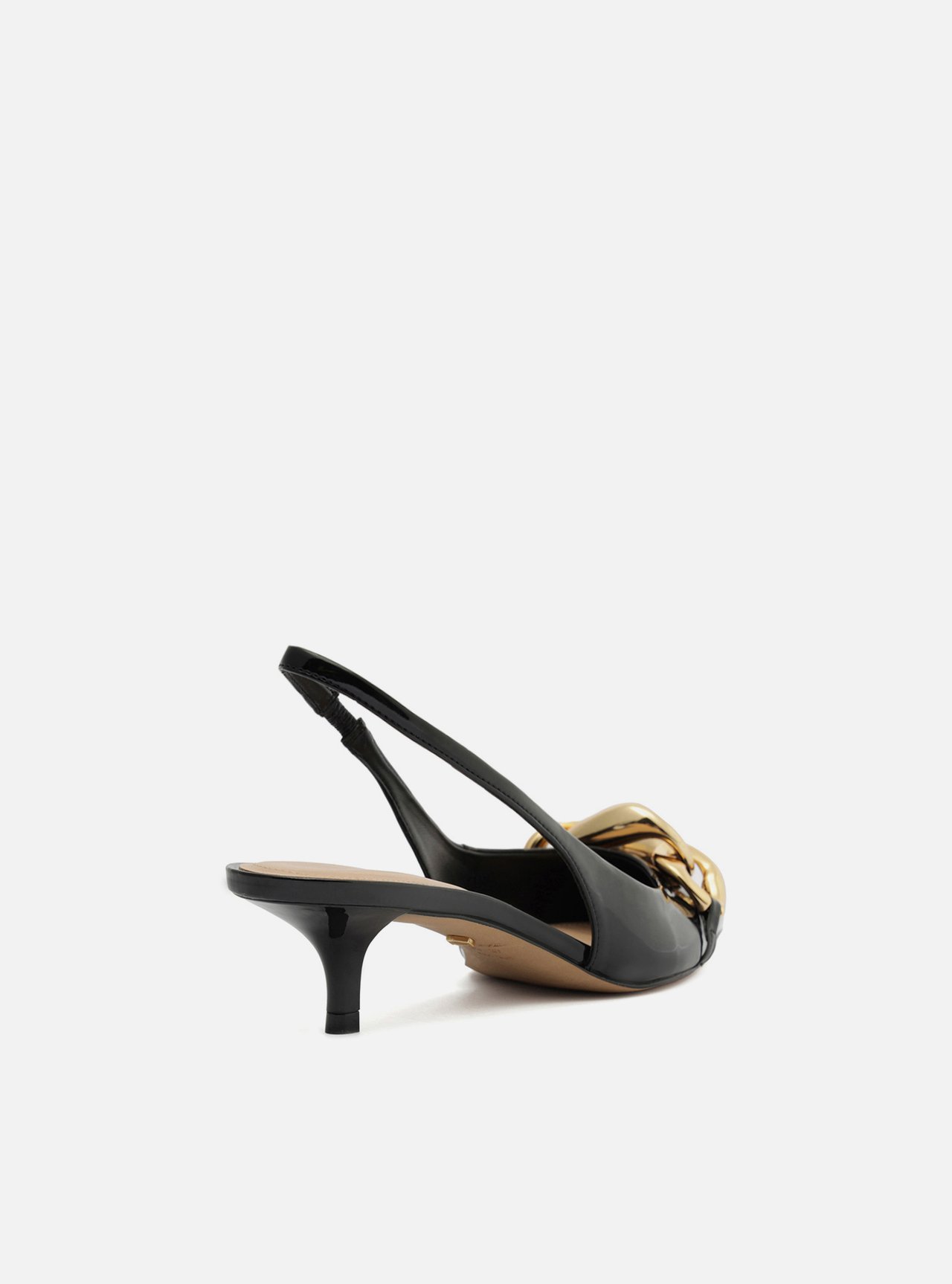 Scarpin Preto Salto Kitten Slingback Elos — foto 3