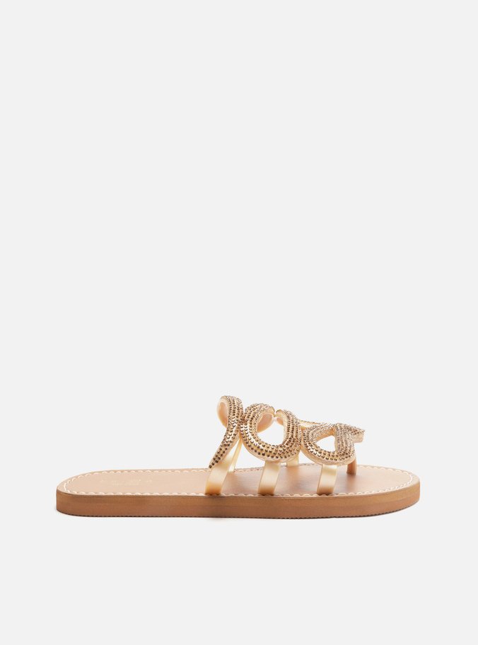 Rasteira Prata Bico Redondo Snake Strass Nancy