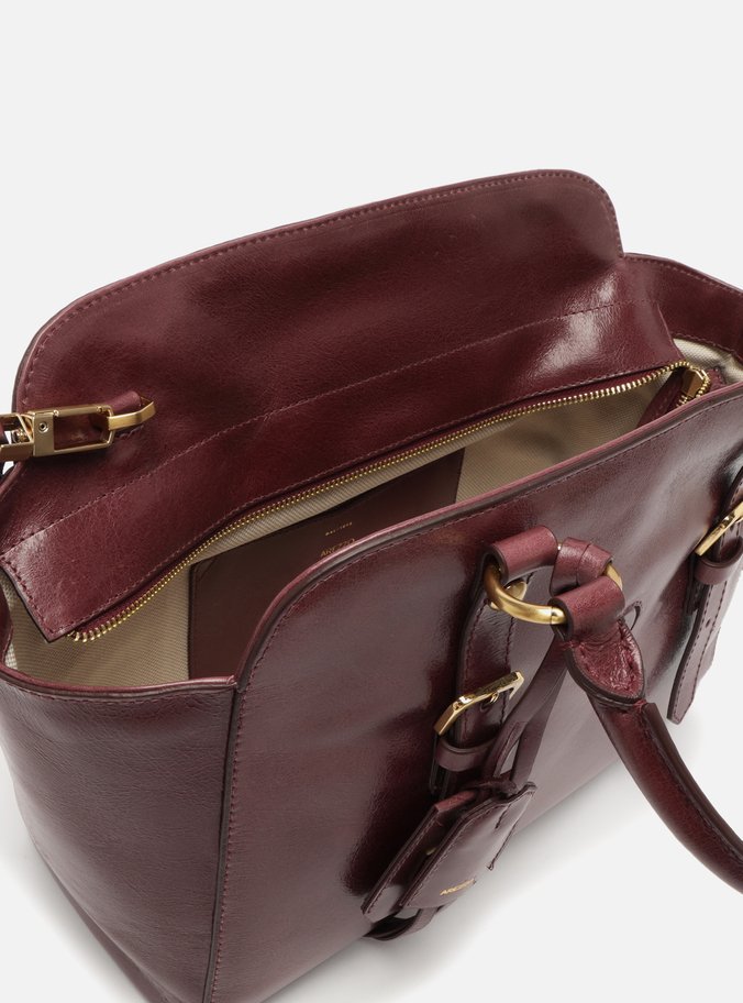 Bolsa Tote Vermelha Couro Estonado Média Metal