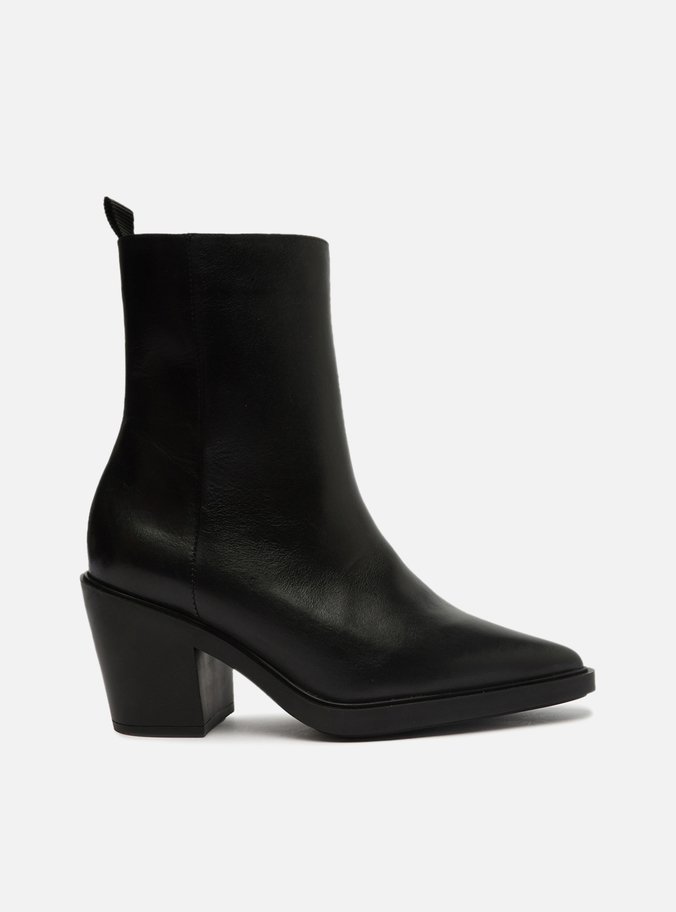 Bota Preta Couro Cano Médio Western