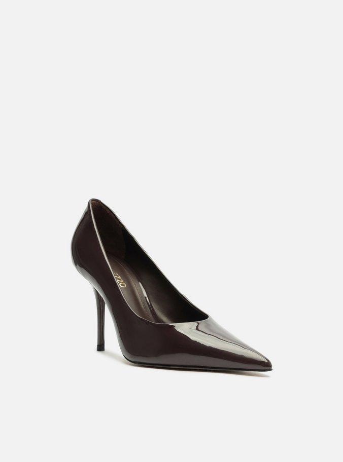 Scarpin Marrom Verniz Salto Alto Fino Clássico