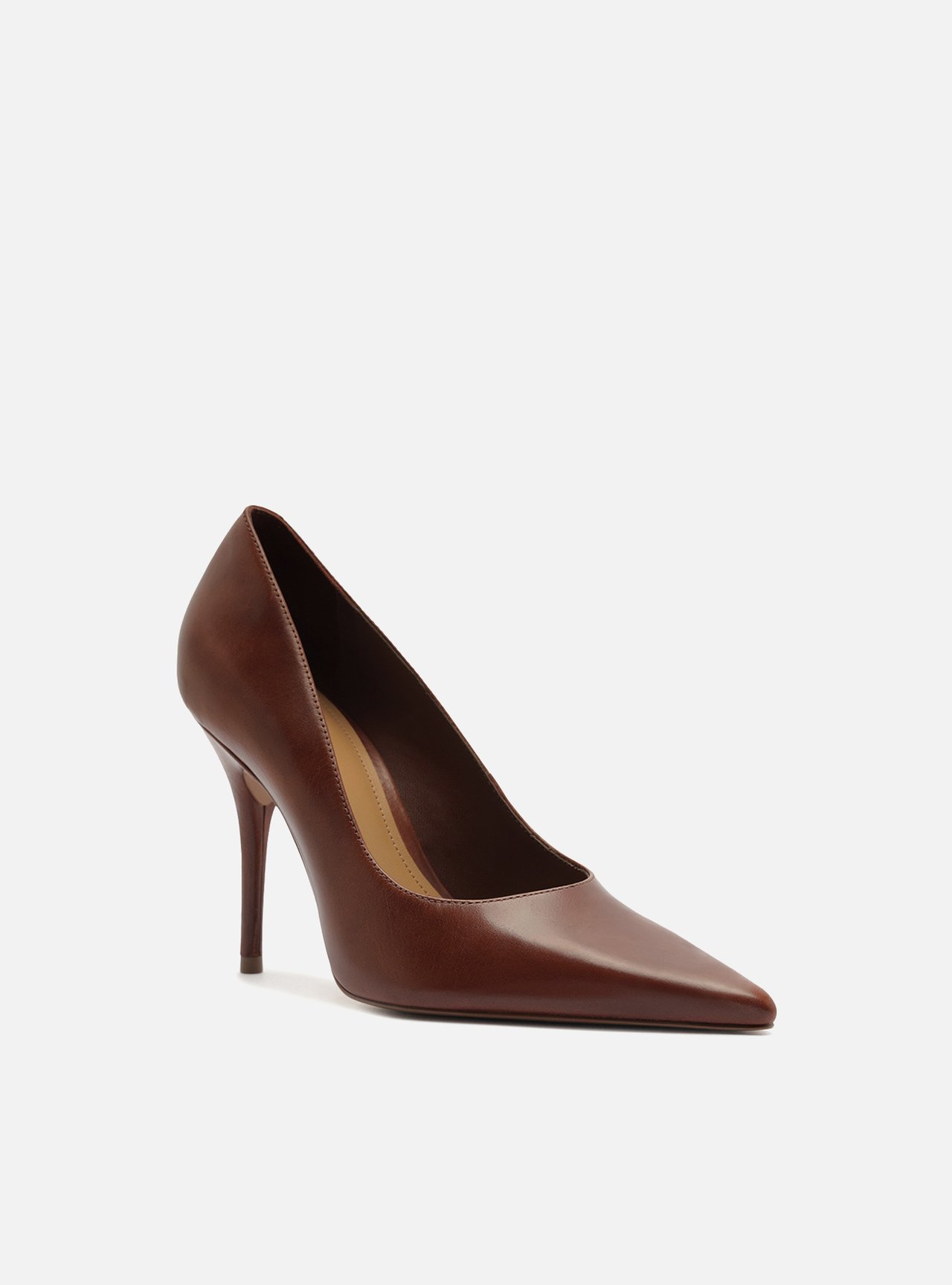 Scarpin Marrom Couro Salto Fino — foto 2