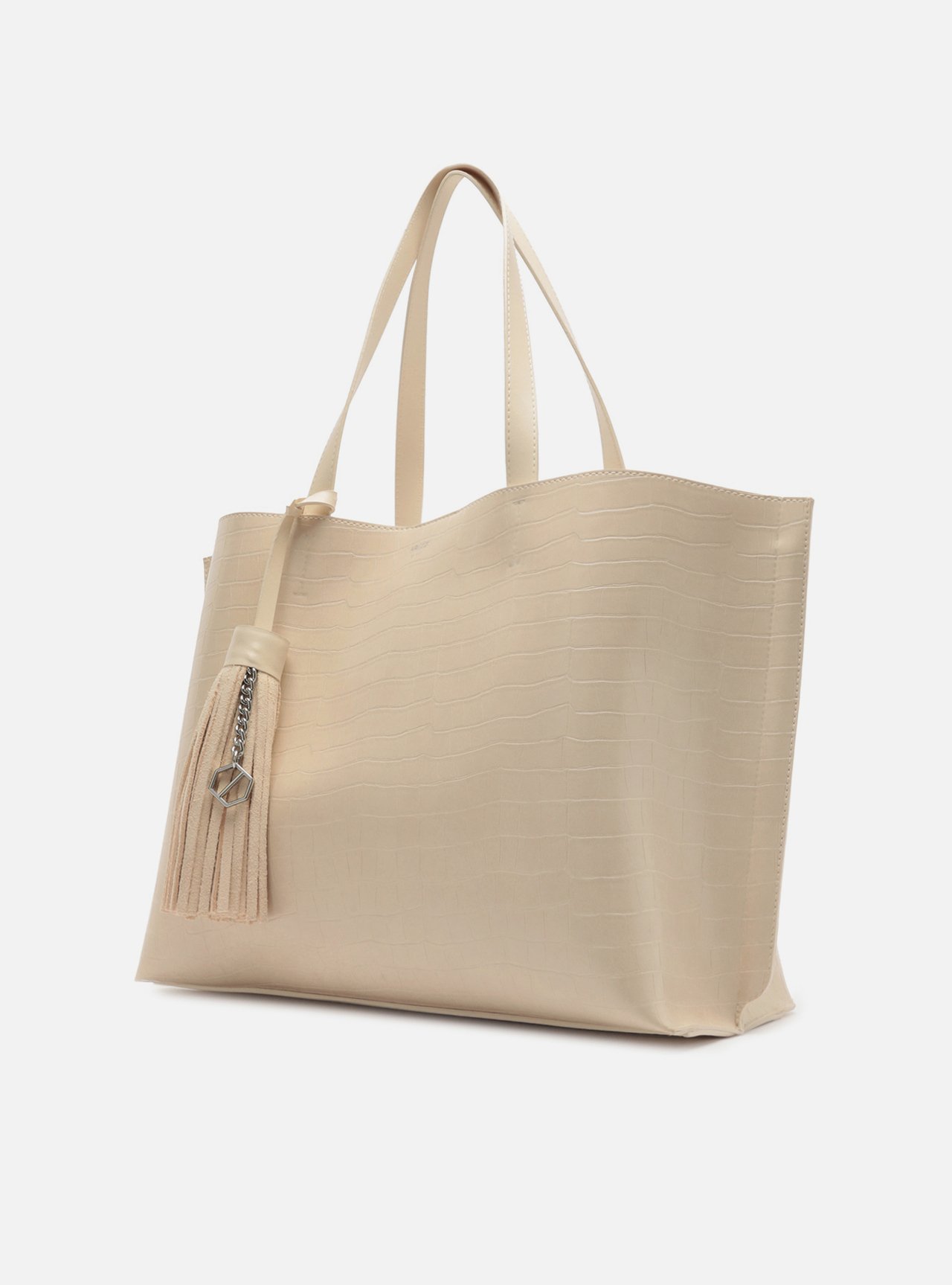 Bolsa Shopping Branca Croco Valentina Grande — foto 2