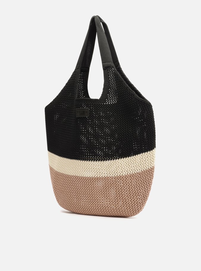 Bolsa Shopping Preta Colorida Crochê Grande | Arezzo