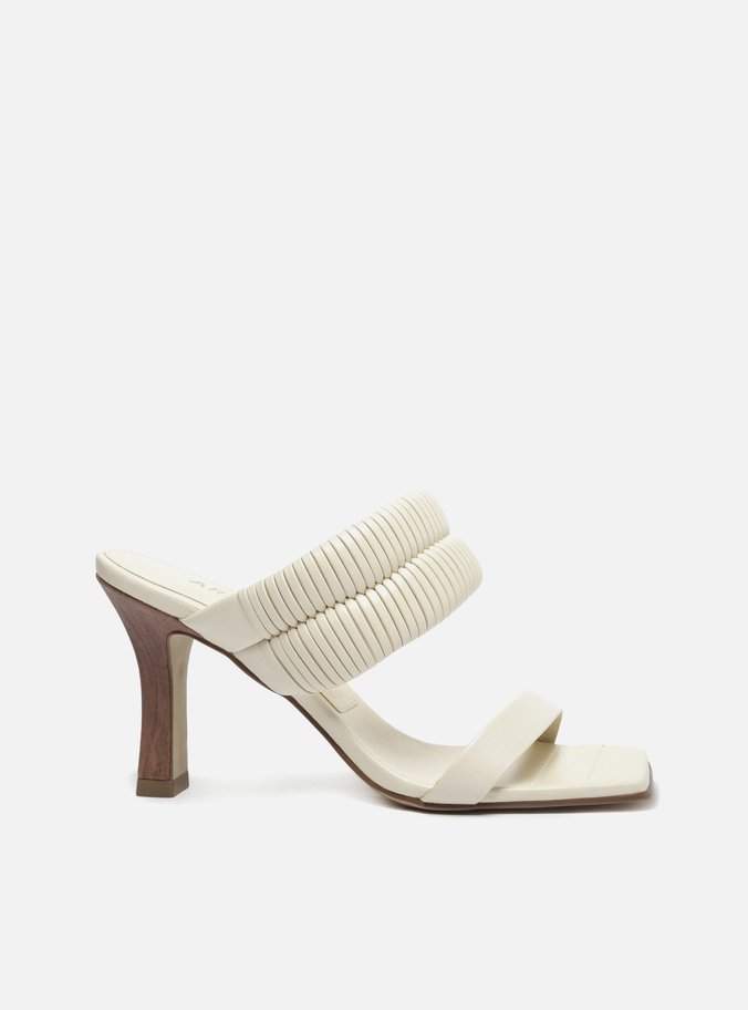 Sandália Off-White Salto Fino Tiras Maxi