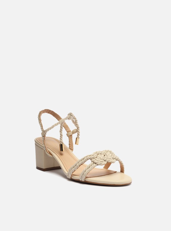 Sandália Off-White Salto Bloco Cordões