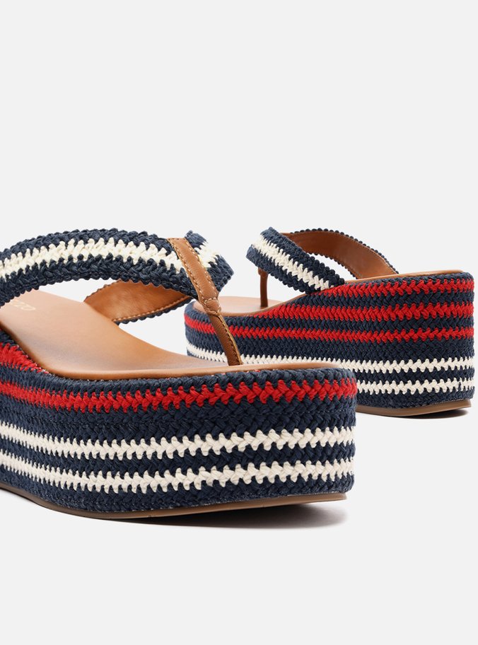 Tamanco Marrom Flatform Tecido Mix