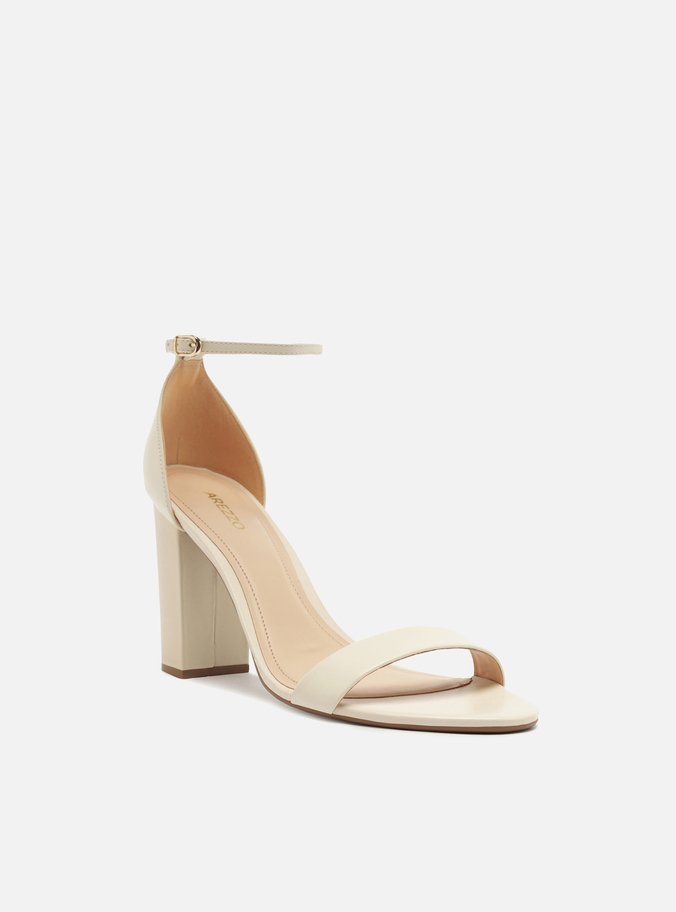 Sandália Off-White Couro Bloco Alto Isabelli