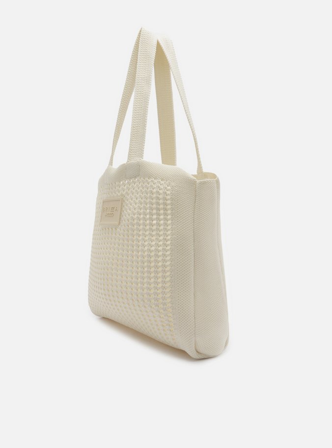 Bolsa Shopping Off-White Crochê Mônaco Grande