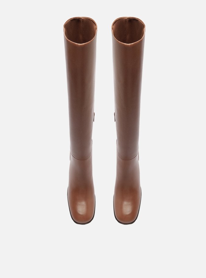 Bota Caramelo Couro Cano Longo Montaria