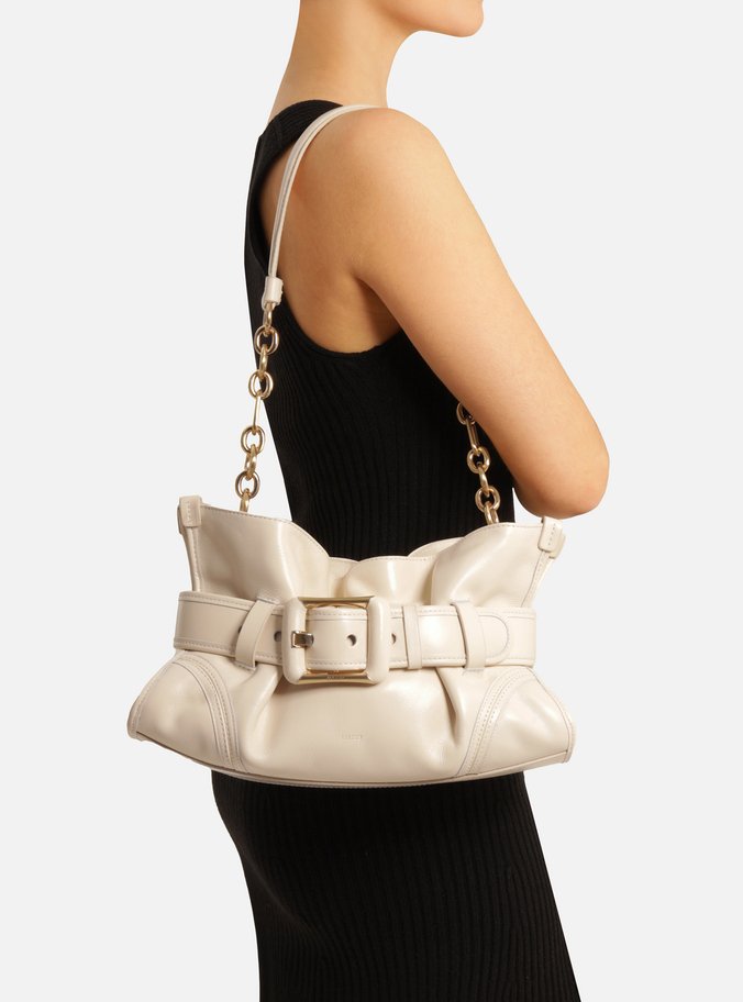 Bolsa Shoulder Off White Couro Grande Maxi Fivela