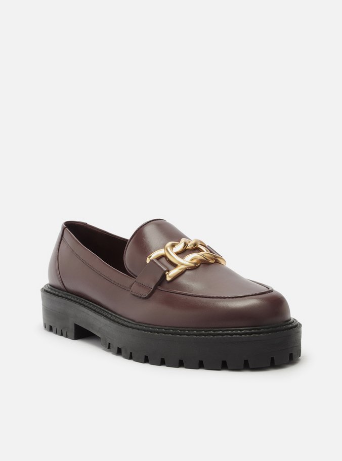 Mocassim Vinho Couro Sola Tratorada Metal