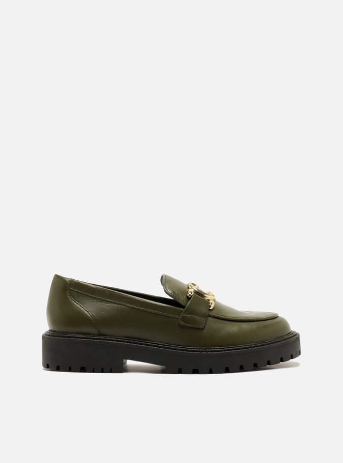 Mocassim Verde Couro Sola Tratorada Metal