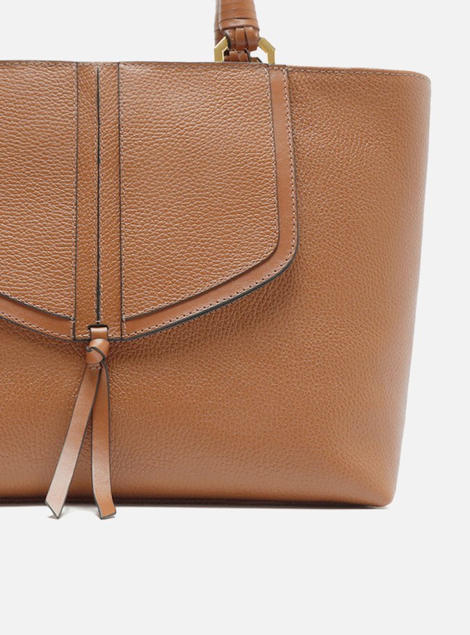 Bolsa Shopping Marrom Couro Grande Recortes Capa
