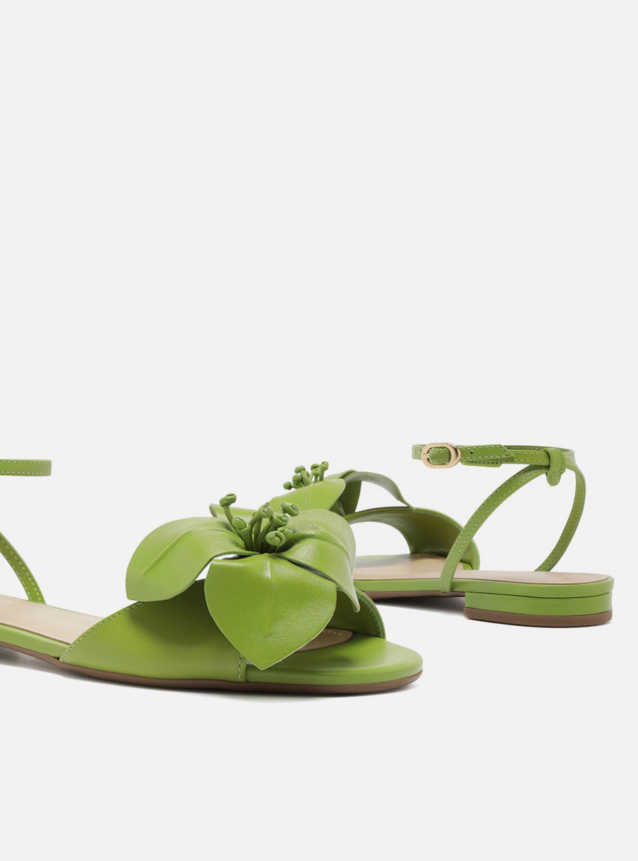 Sandália Rasteira Verde Couro Fiori — foto 4