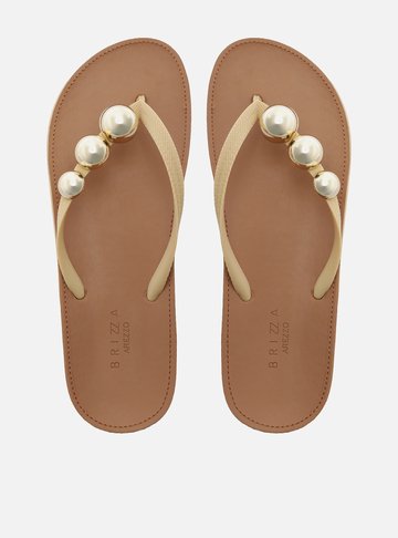 Arezzo — Chinelo de Dedo Branco Metais Brizza