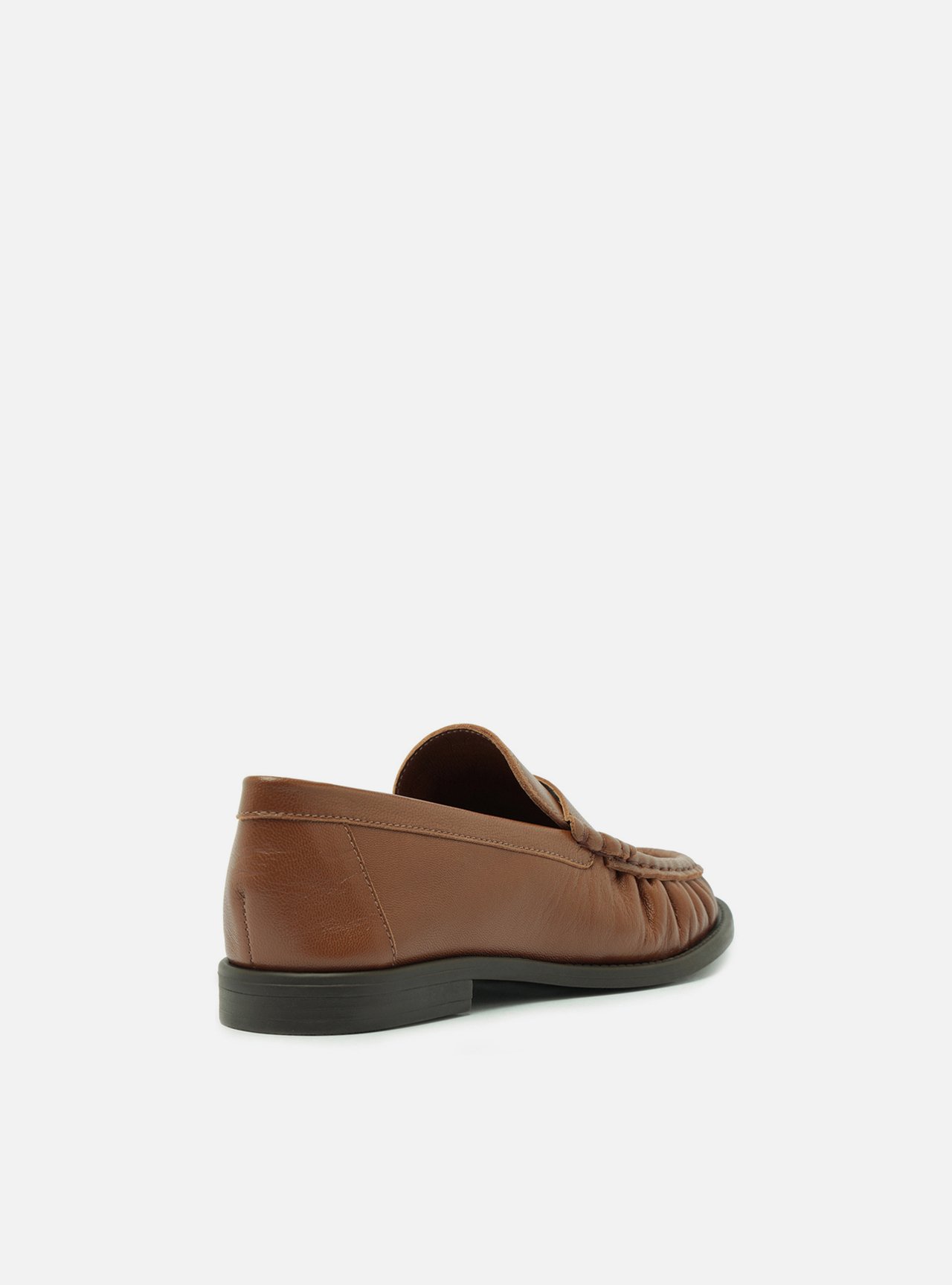 Mocassim Marrom Warm Couro Franzido Tira — foto 3