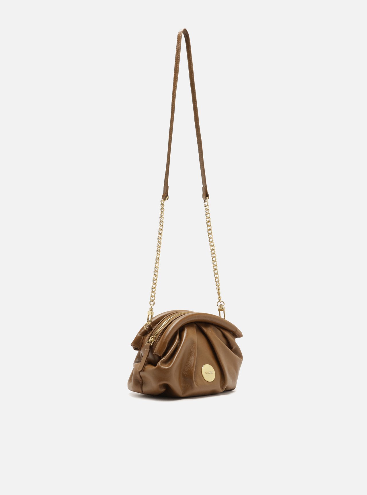 Bolsa Tiracolo Marrom Couro Pequena — foto 5