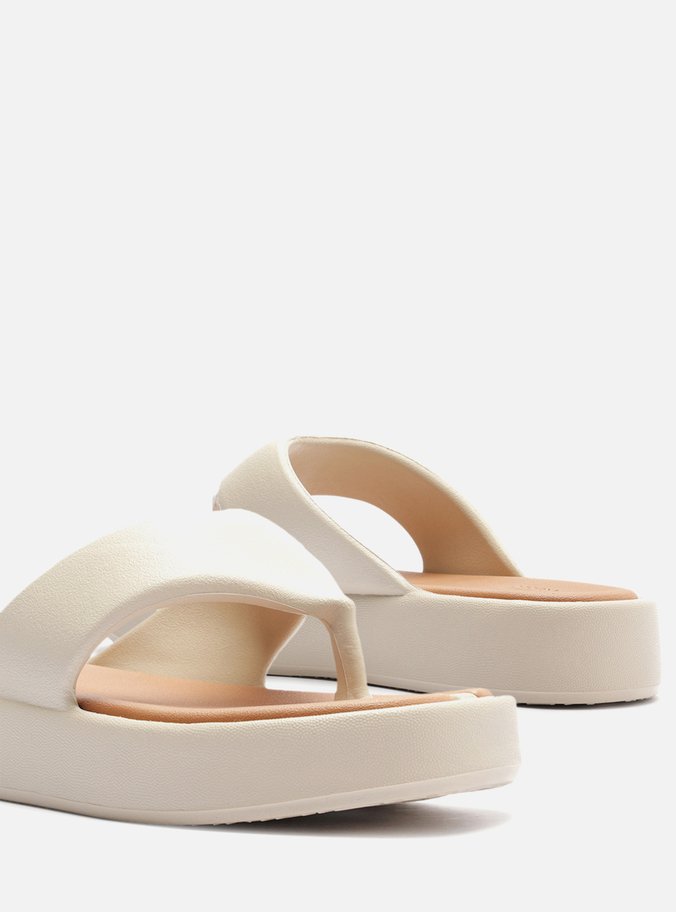 Sandália Branca Flatform Bicolor Tira