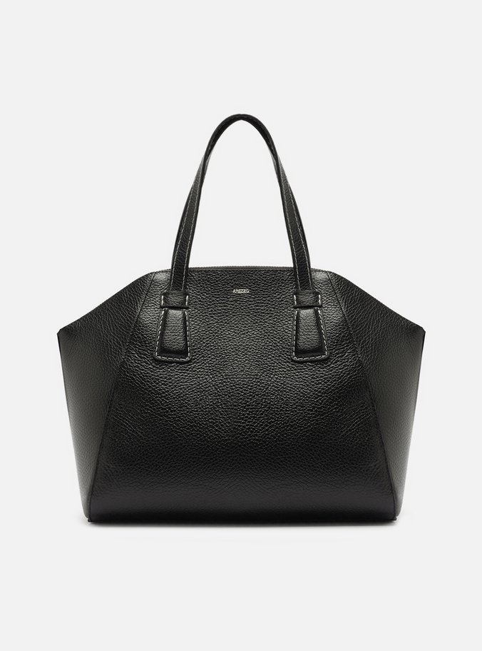 Bolsa Bowling Preta Couro Camila Grande