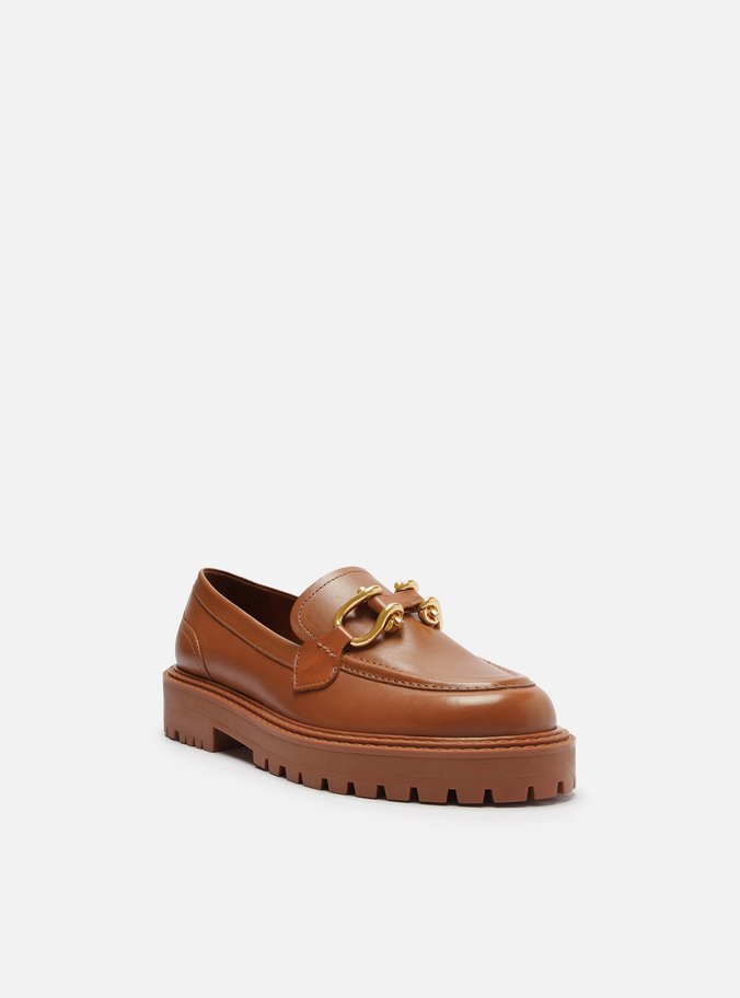 Mocassim Marrom Couro Tratorado Elos Metal