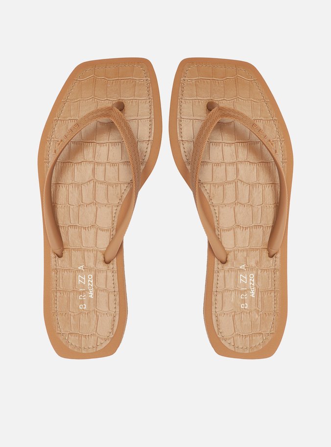 Chinelo de Dedo Marrom Square Palmilha Croco
