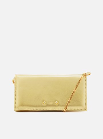Clutch Dourada Couro Pequena Rebites