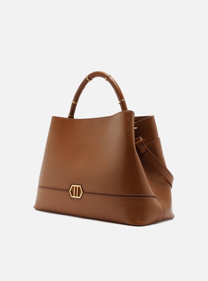 Bolsa Tote Marrom Couro Grande Anéis