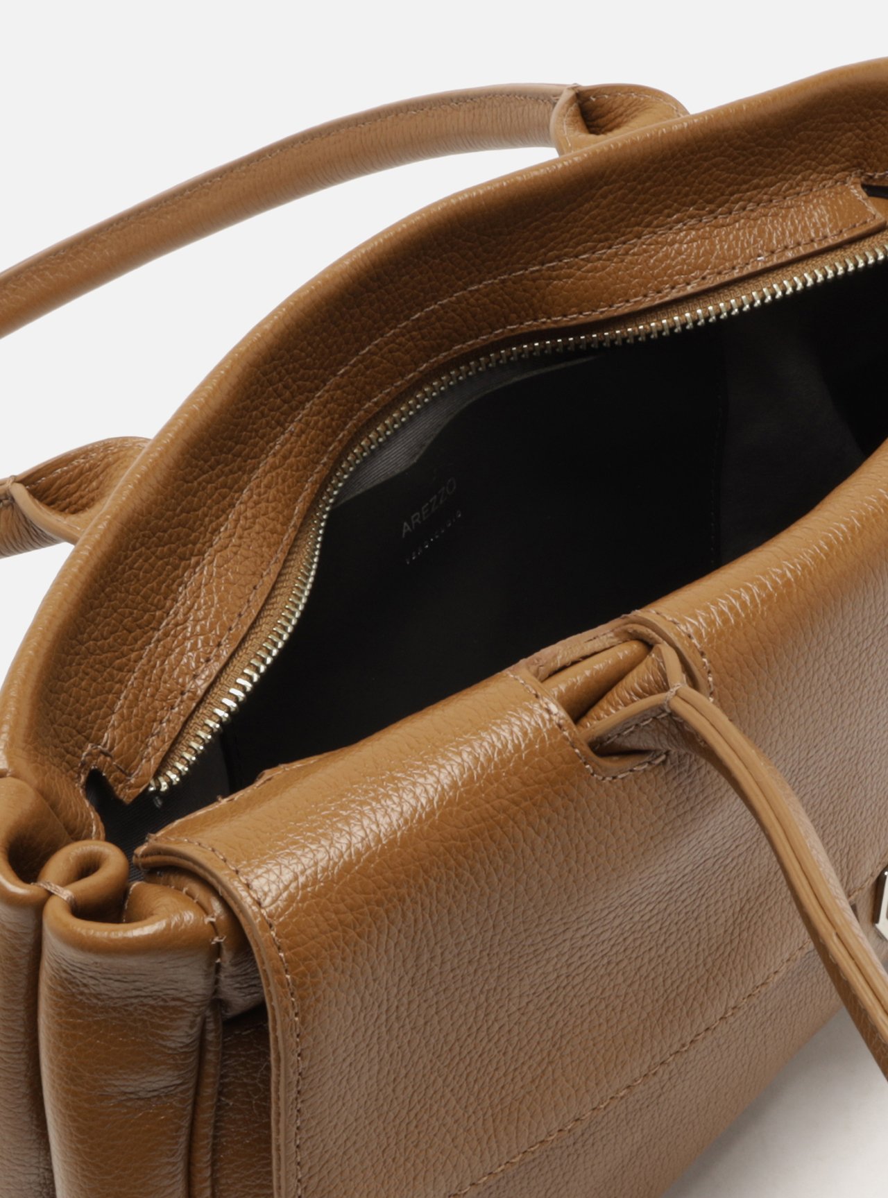 Bolsa Shoulder Marrom Couro Média Metais — foto 4