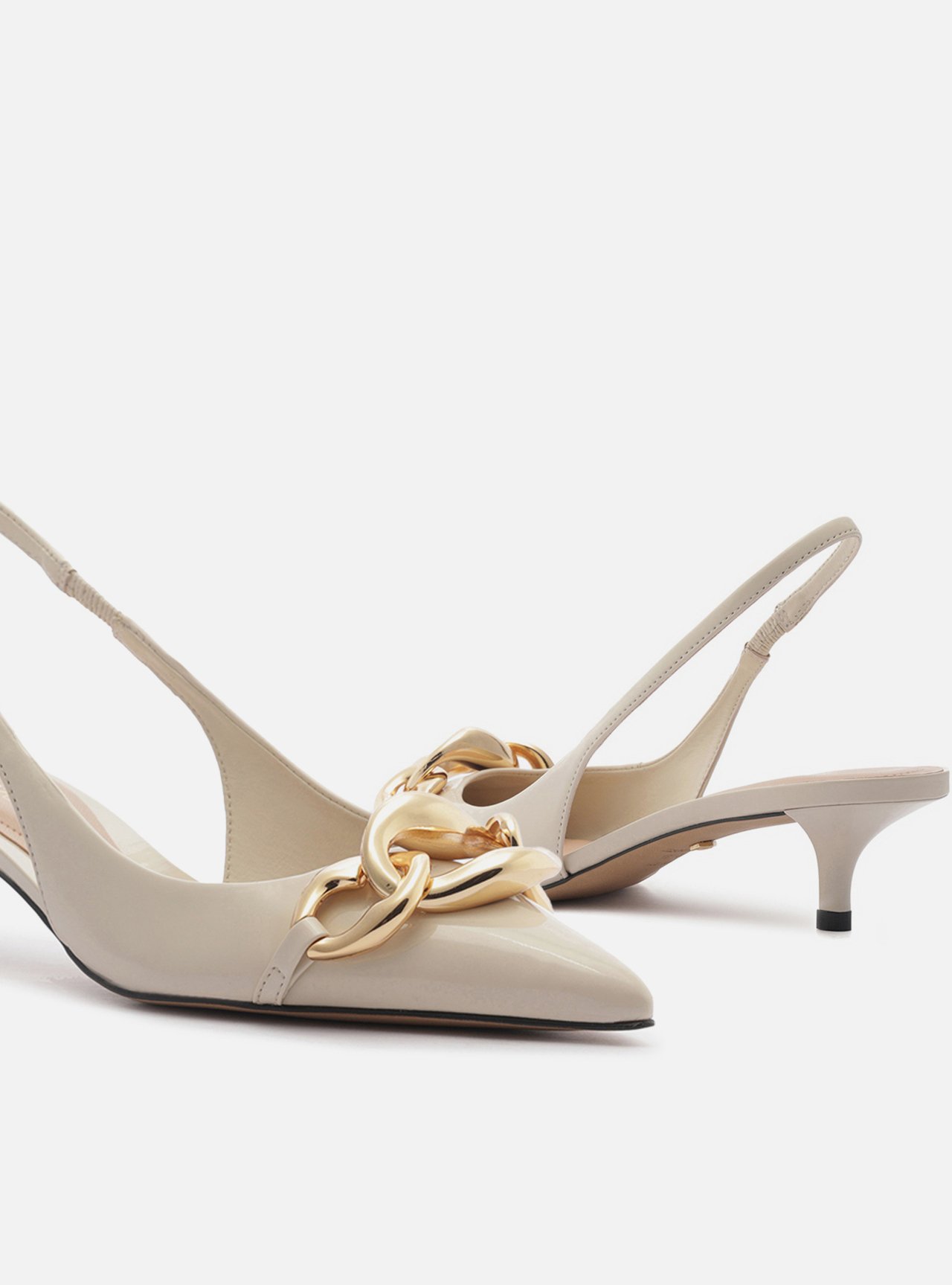 Scarpin Branco Salto Kitten Slingback Elos — foto 5