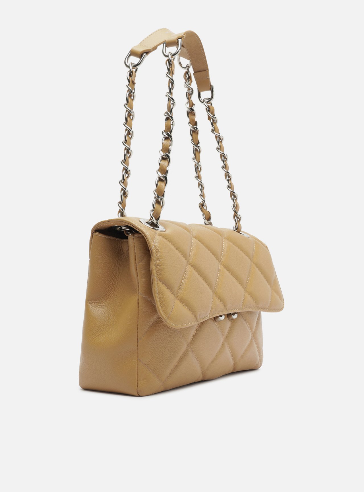 Bolsa Tiracolo Marrom Couro Média Matelassê — foto 5