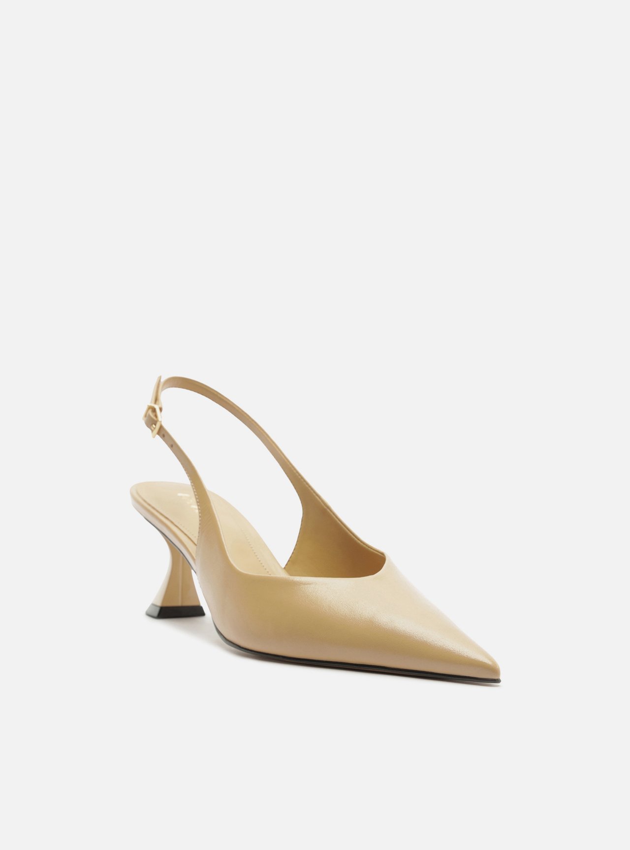 Scarpin Nude Couro Salto Geométrico Slingback — foto 2