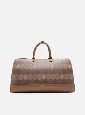Bolsa de Viagem Marrom Couro Estampa  Grande