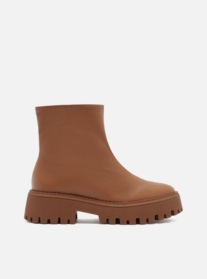 Bota Marrom Cano Médio Tratorada Zíper