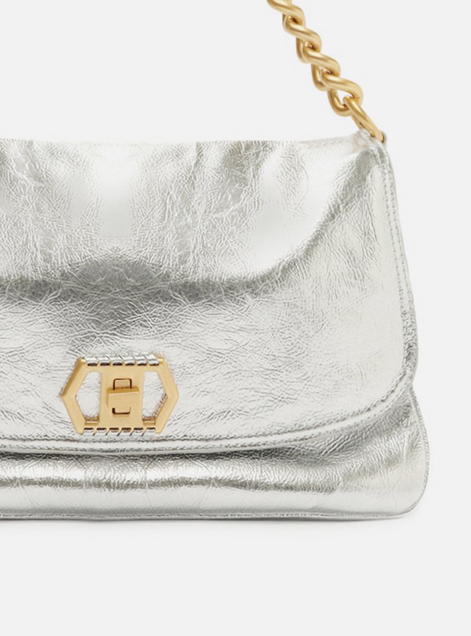 Bolsa Tiracolo Prata Couro Amélia Grande