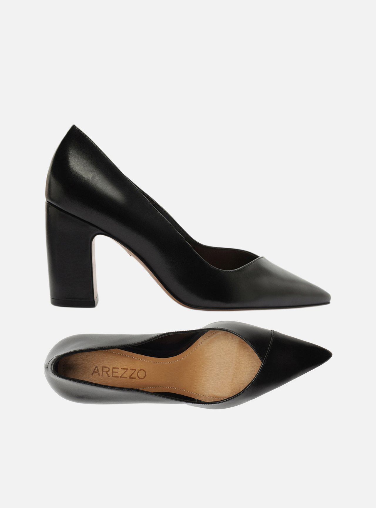 Scarpin Preto Couro Salto Bloco — foto 5