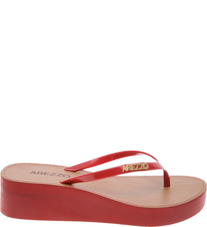 Chinelo Plataforma Beach Chic Batom Rouge