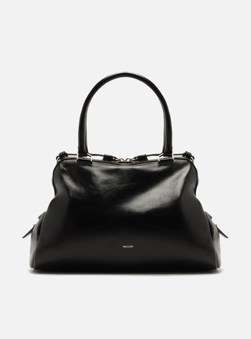 Arezzo — Bolsa Tote Preta Couro Grande Metais