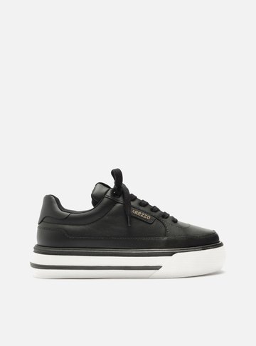 Tênis Preto Couro Flatform