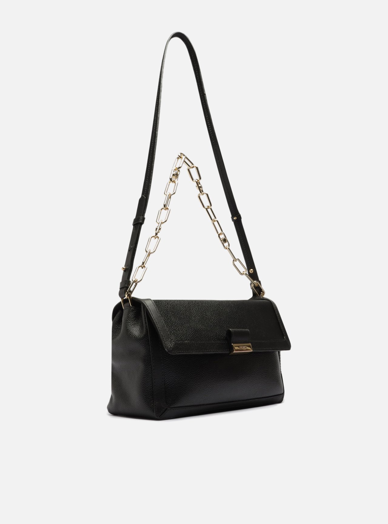 Bolsa Tote Preta Couro Grande Corrente — foto 5