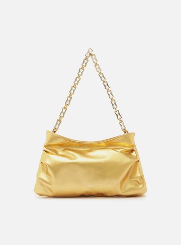 Bolsa Tiracolo Dourada Couro Média Corrente Mix