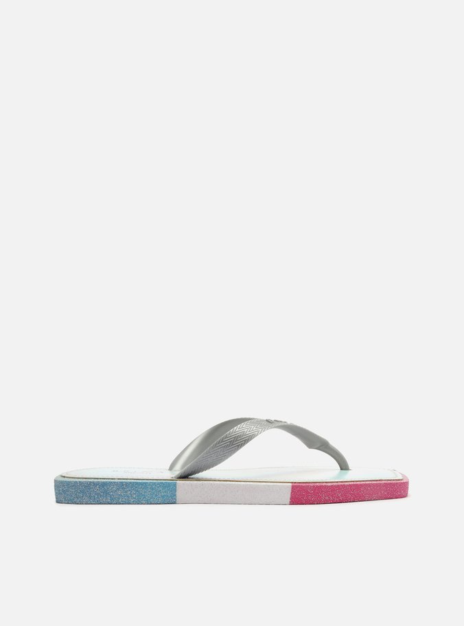 Chinelo de Dedo Prata Color Glitter Square Brizza