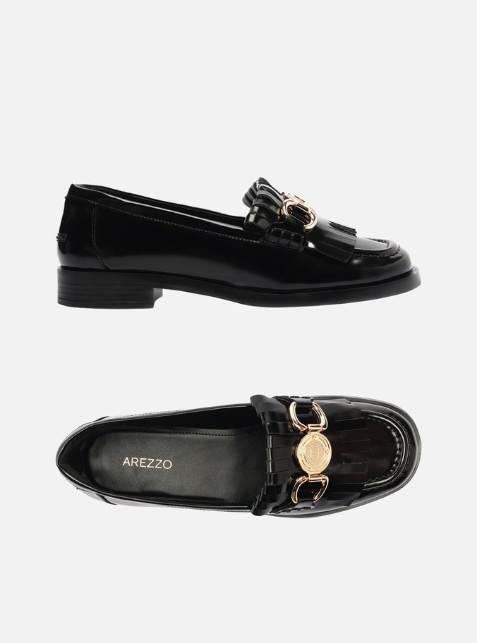 Mocassim Preto Franjas Metal