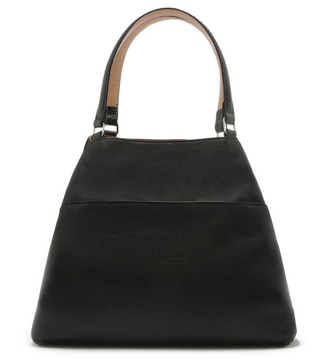 Bolsa Hobo Couro Monte Laponeone Grande Preta