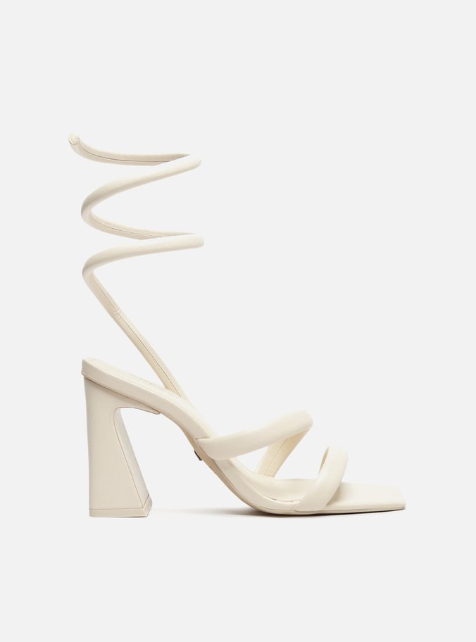 Sandália Off-White Salto Alto Espiral Sienna